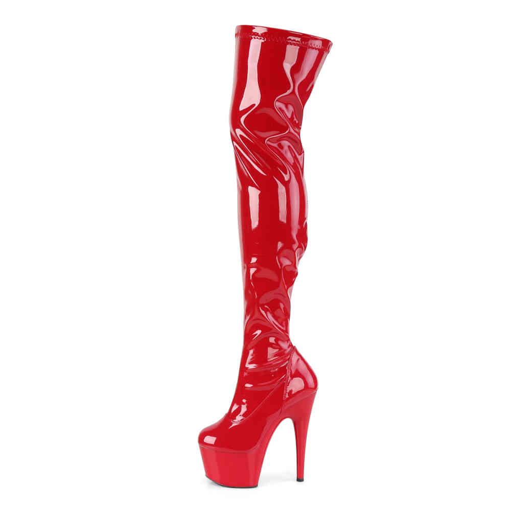 Pleaser - ADORE3000 Platform Overknee Boots - Pole dance shoes - Red Product image